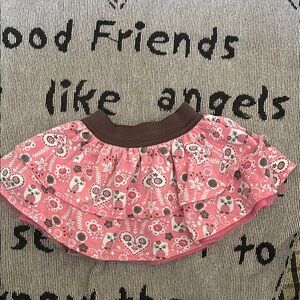 Vitamins Baby Pink Owl Skirt with Brown Waistband